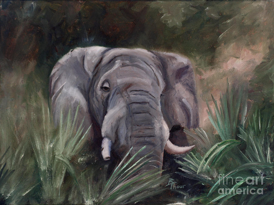 900x672 Elephant Portrait Painting By Brenda Thour - Elephant Portrait Painting