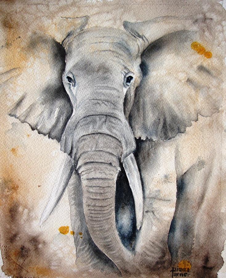 733x900 Elephant Portrait Painting By Diana Turner - Elephant Portrait Painting