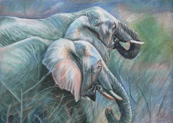 550x393 Elephants - Elephant Portrait Painting