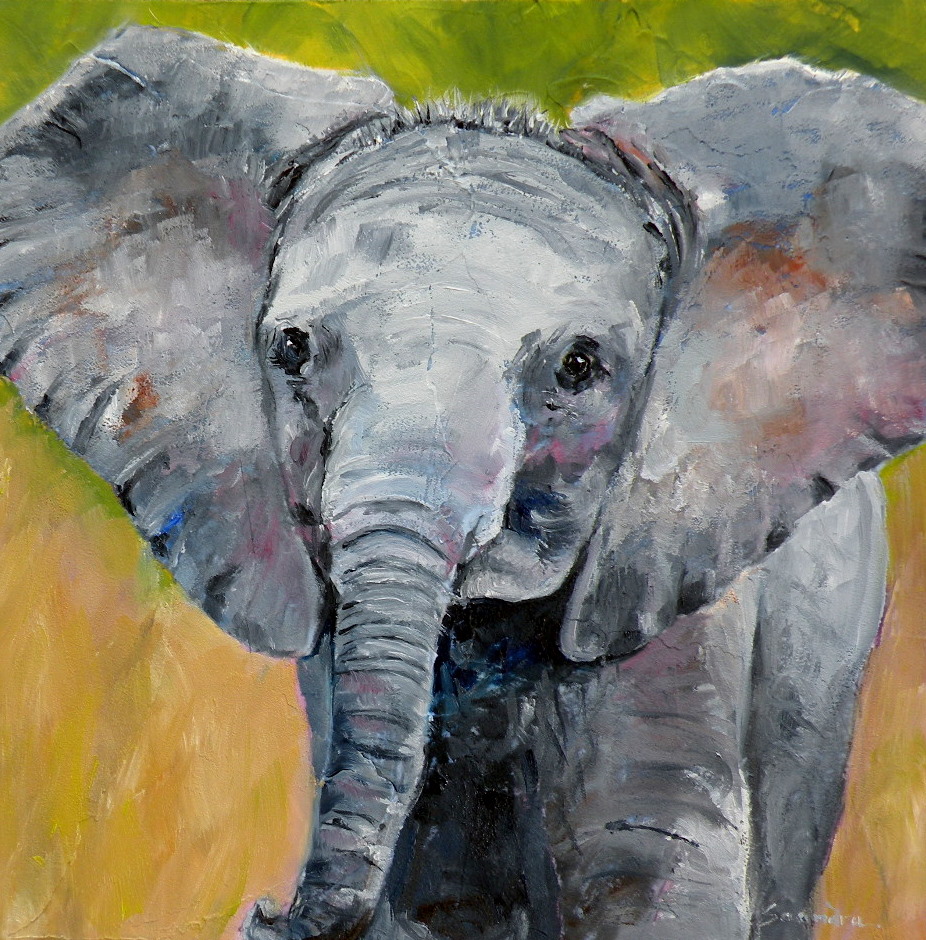 926x940 Art For Life Baby Elephant Original Oil Elephant Portrait - Elephant Portrait Painting