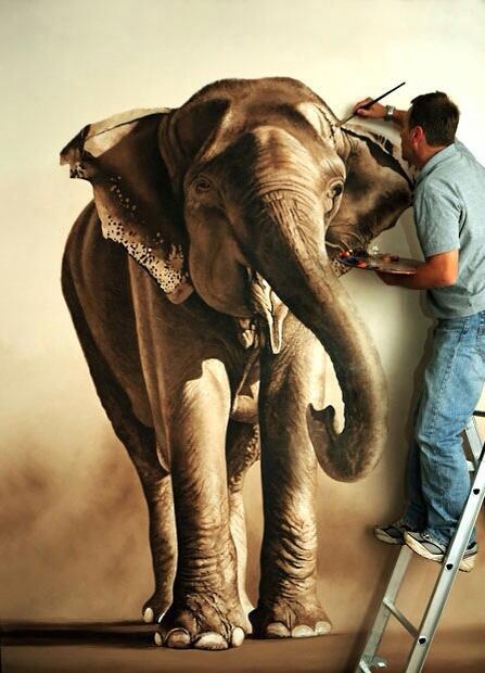 447x620 Pin By Victoria Balmus On Painting Street Art - Elephant Portrait Painting