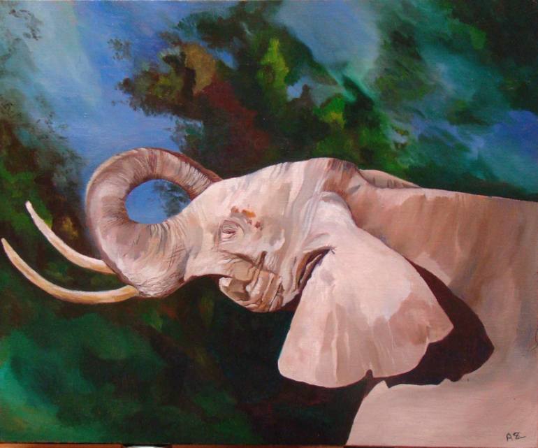 770x641 Saatchi Art Elephant Portrait Painting By Anne Zamo - Elephant Portrait Painting
