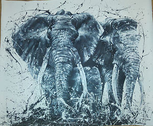 300x247 Unique African Art Wildlife Elephant Portrait Splash Painting - Elephant Portrait Painting