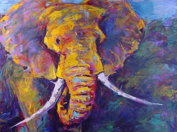 574x430 Acrylic Elephant Portrait Painting - Elephant Portrait Painting