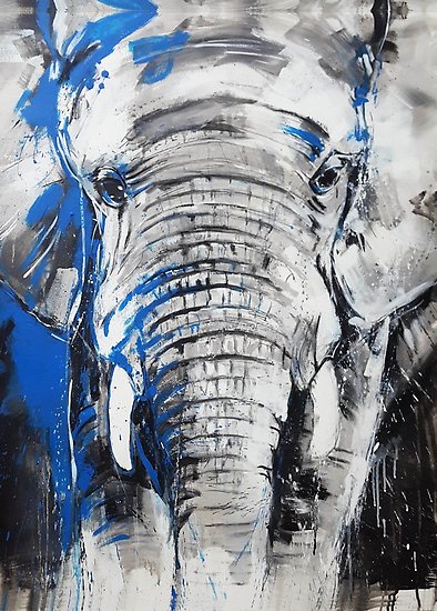 394x550 Elephant - Elephant Portrait Painting