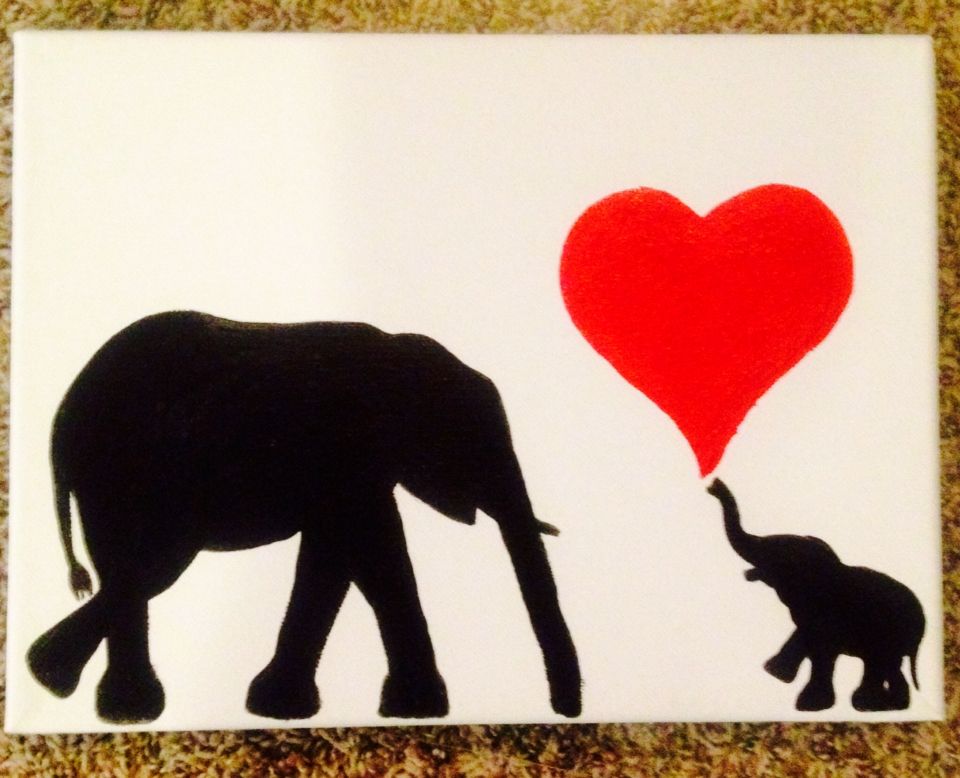 960x778 Elephant Love Lt3 Super Easy Elephant Silhouette Painting. White - Elephant Silhouette Acrylic Painting