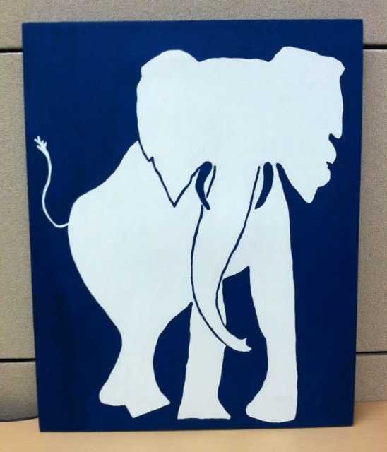 548x640 Elephant Silhouette Acrylic On Canvas 16 X 20 By Clare6619 On Etsy - Elephant Silhouette Acrylic Painting