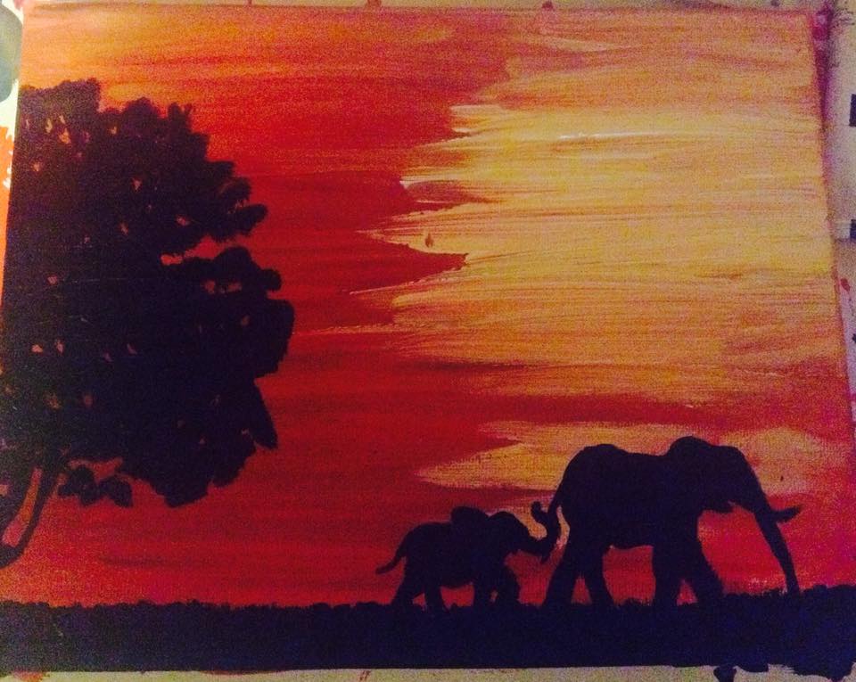 Elephant Silhouette Acrylic Painting at PaintingValley.com | Explore ...