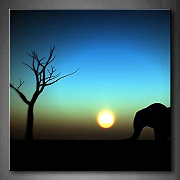 355x355 First Wall Art - Elephant Silhouette Painting