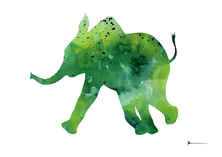 900x639 Elephant Silhouette Kids Wall Decor Painting By Joanna Szmerdt - Elephant Silhouette Painting