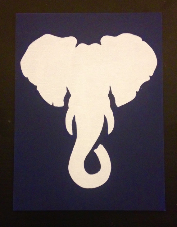 570x730 Elephant Silhouette By Apricotinc On Etsy Elephant Obsession - Elephant Silhouette Painting
