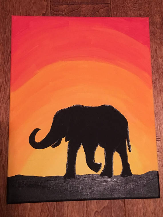 570x760 Elephant Silhouette Outline Painting - Elephant Silhouette Painting