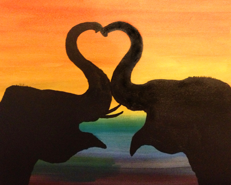 450x360 Fox And Hound 02262018 Paint Nite Event - Elephant Silhouette Painting