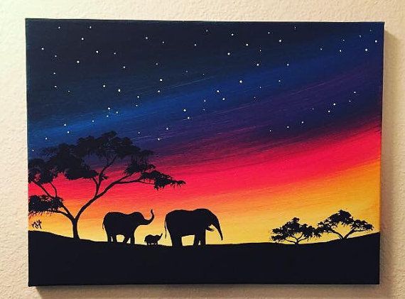 570x421 Image Result For Elephant Silhouette Painting Painting Ideas - Elephant Silhouette Painting