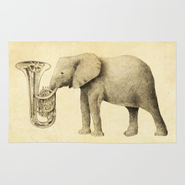 264x264 Tuba Rugs Society6 - Elephant Tuba Painting