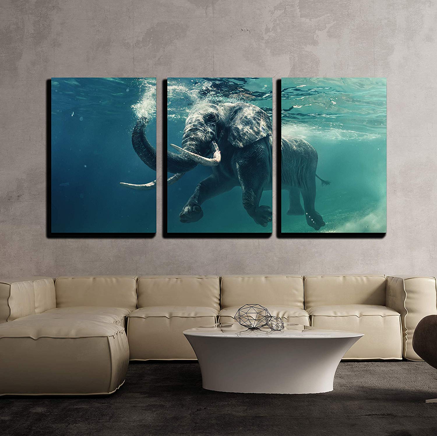 1500x1499 Swimming Elephant Underwater African Elephant In Ocean - Elephant Underwater Painting