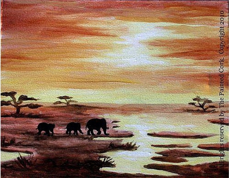 800x623 View All Painting Class Portfolio Pieces Of The Painted Cork - Elephant Underwater Painting