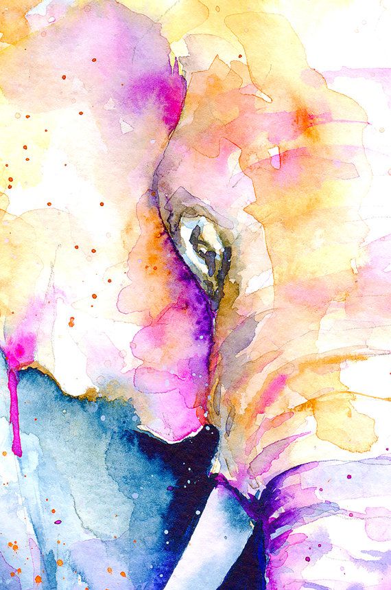 570x859 Elephant Watercolor Art Watercolor Painting Animal By Myvisualart - Elephant Watercolor Painting
