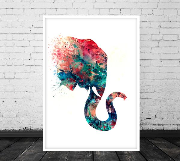 600x537 Elephant Art, Elephant Watercolor Painting, Boy Nursery Decor - Elephant Watercolor Painting