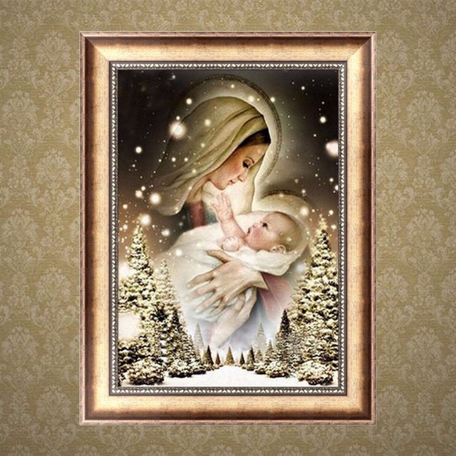 640x640 Diy 5d Diamond Painting Woman And Baby Cross Stitch Home Decor Elf - Elf On The Shelf Painting