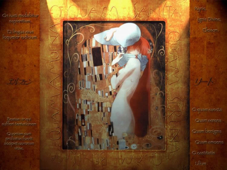750x562 Pop Culture Work Inspired By Gustav Klimt's The Kiss Bit Rebels - Elfen Lied Painting