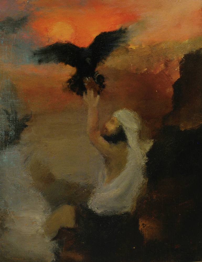 770x997 Saatchi Art Elijah Fed By Ravens Painting By Nelepcu Samuel Emanuel - Elijah Painting
