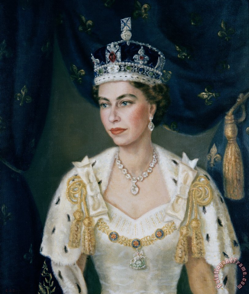 812x960 Lydia De Burgh Portrait Of Queen Elizabeth Ii Wearing Coronation - Elizabeth Painting