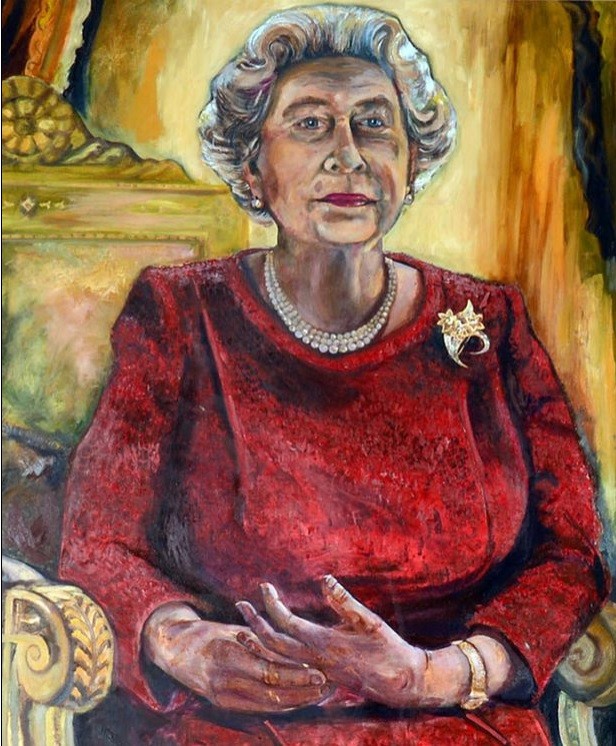 616x746 Queen Elizabeth Looks Like Spitting Image Puppet In Dan Hall Portrait - Elizabeth Painting