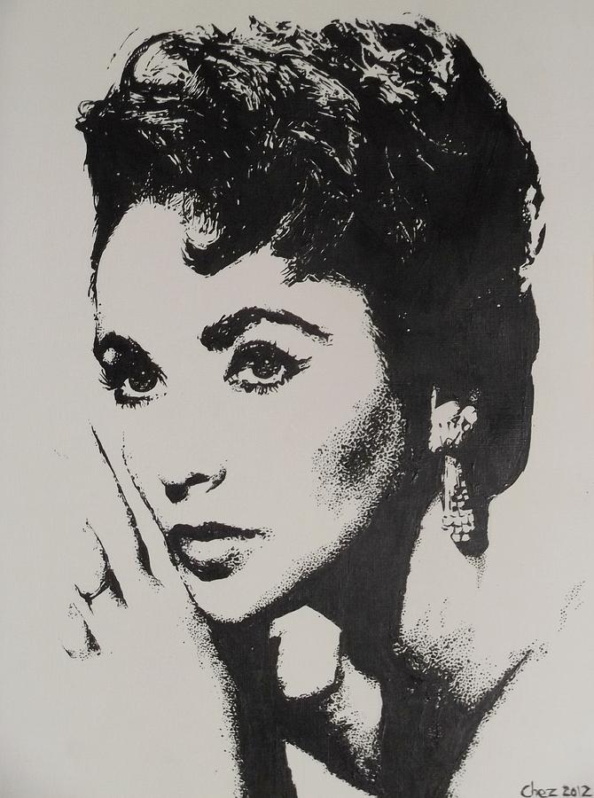 670x900 Elizabeth Taylor Painting By Cherise Foster - Elizabeth Taylor Painting