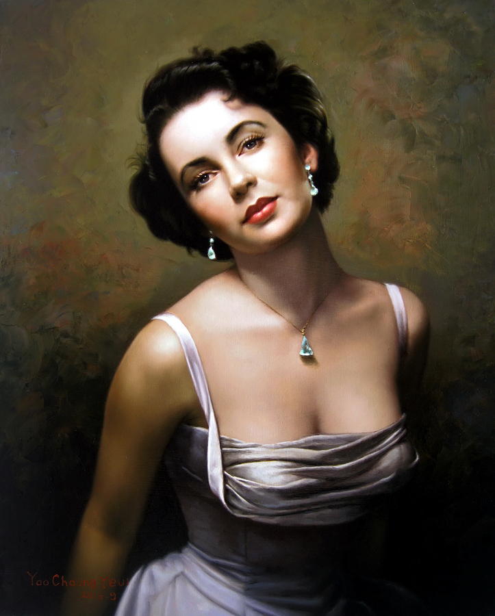 723x900 Elizabeth Taylor Painting By Yoo Choong Yeul - Elizabeth Taylor Painting
