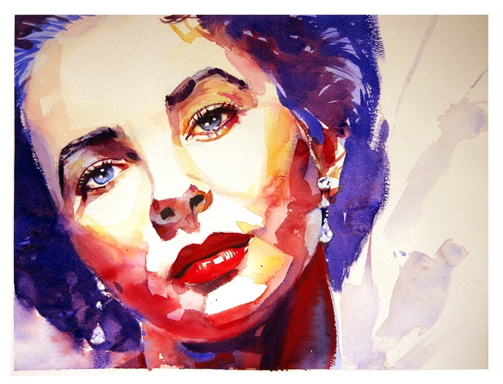 1000x765 Elizabeth Taylor By Joseph Broderick - Elizabeth Taylor Painting