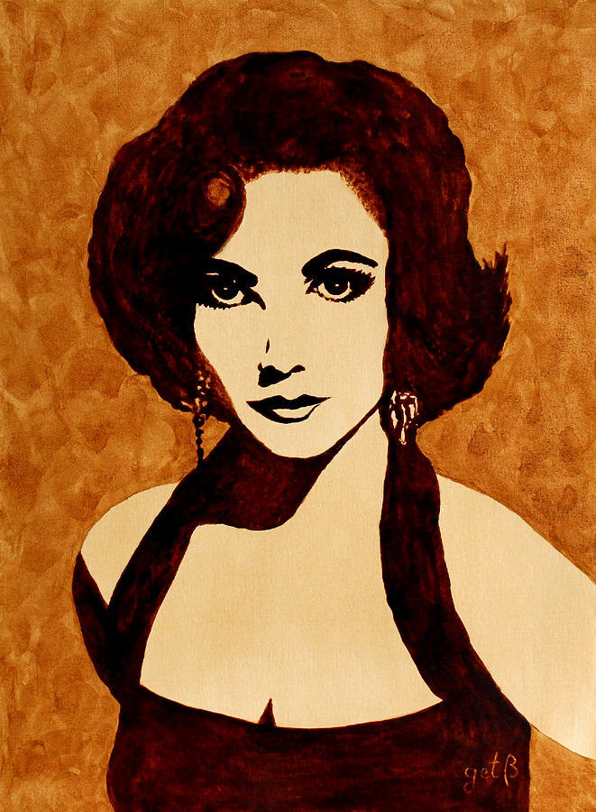 661x900 Tribute To Elizabeth Taylor Coffee Painting Painting By Georgeta - Elizabeth Taylor Painting