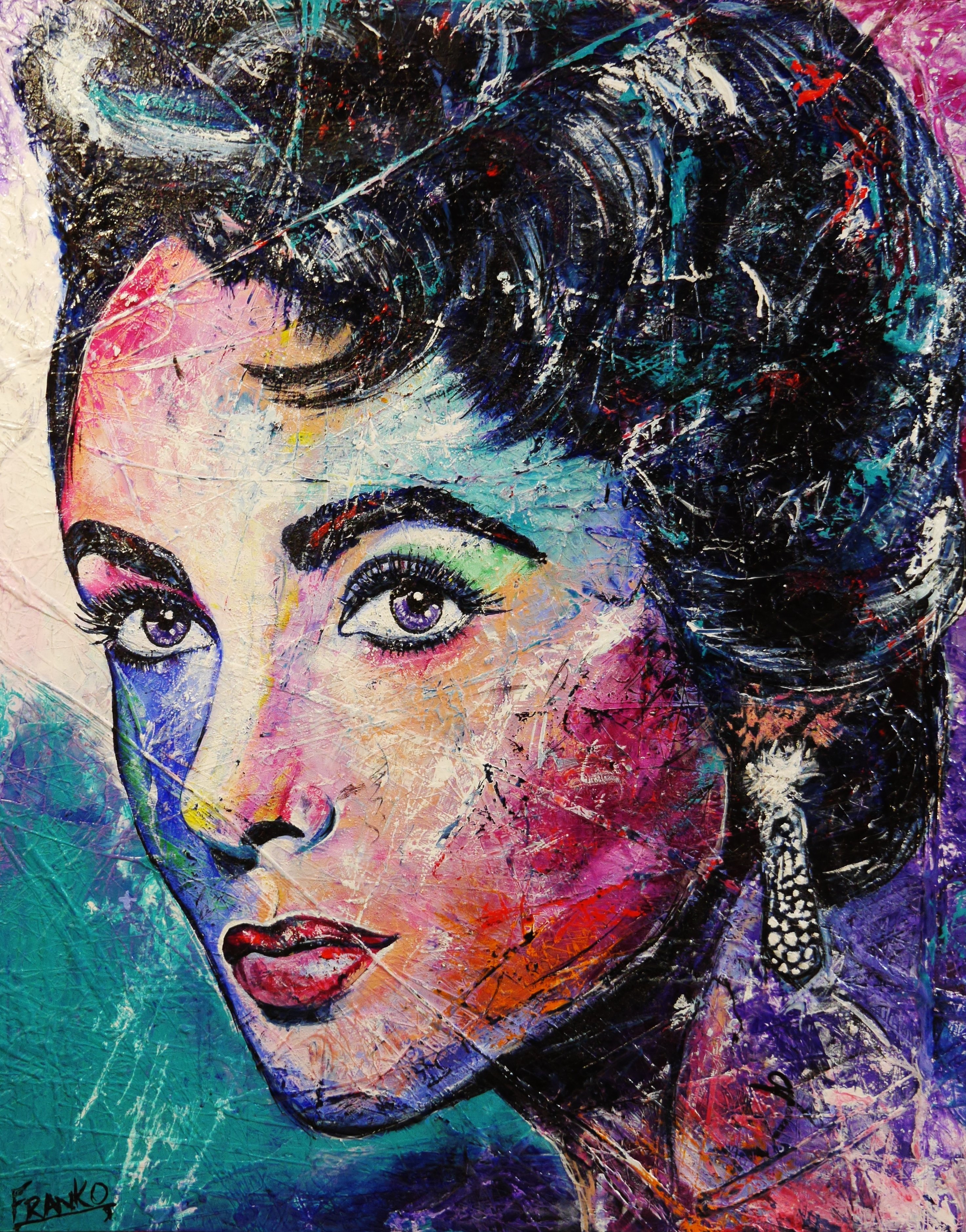 2946x3759 Violet Liz 120cm X 150cm Elizabeth Taylor Painting (Sold) - Elizabeth Taylor Painting