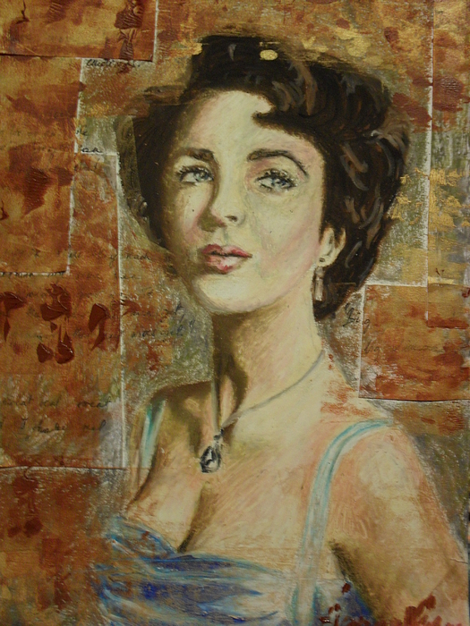 525x700 Portrait Of Elizabeth Taylor Painting By Agnes V - Elizabeth Taylor Painting