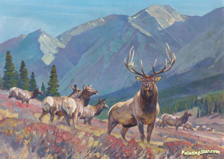 750x533 Mighty Elk Artwork By Carl Rungius Oil Painting Amp Art Prints - Elk Oil Painting