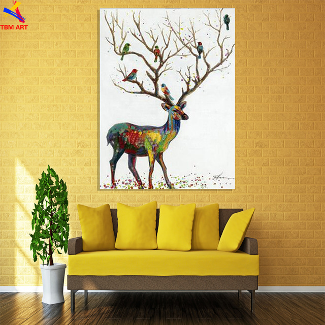 640x640 Quality Elk Pic Hand Painted Modern Abstract Oil Painting - Elk Oil Painting