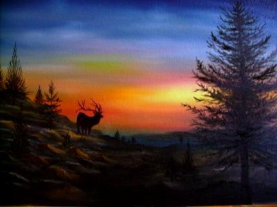 400x300 Wild Life Oil Paintings - Elk Oil Painting