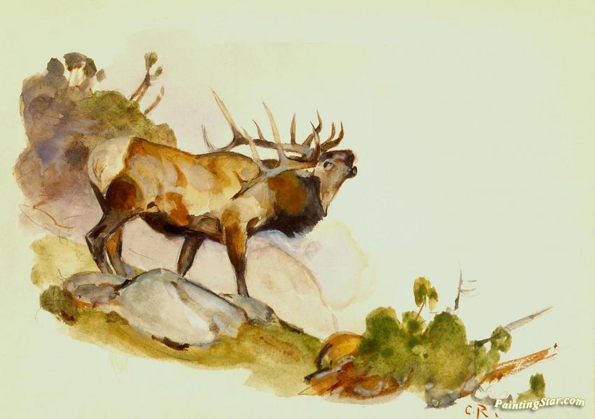 850x599 Bull Elk Artwork By Carl Rungius Oil Painting Amp Art Prints - Elk Oil Painting