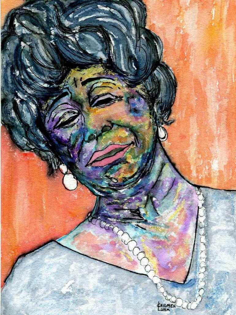 770x1029 Saatchi Art 4 Art Trail. Ella Fitzgerald. Painting By Carmen Luna - Ella Fitzgerald Painting