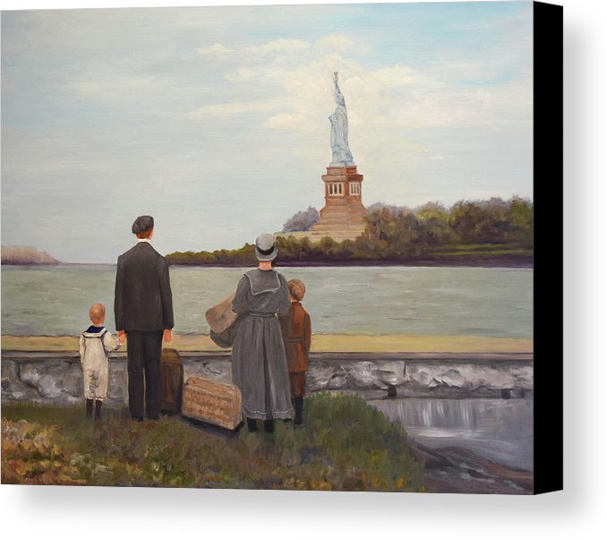 678x602 Liberty View From Ellis Island Canvas Print Canvas Art By Sandra - Ellis Island Painting