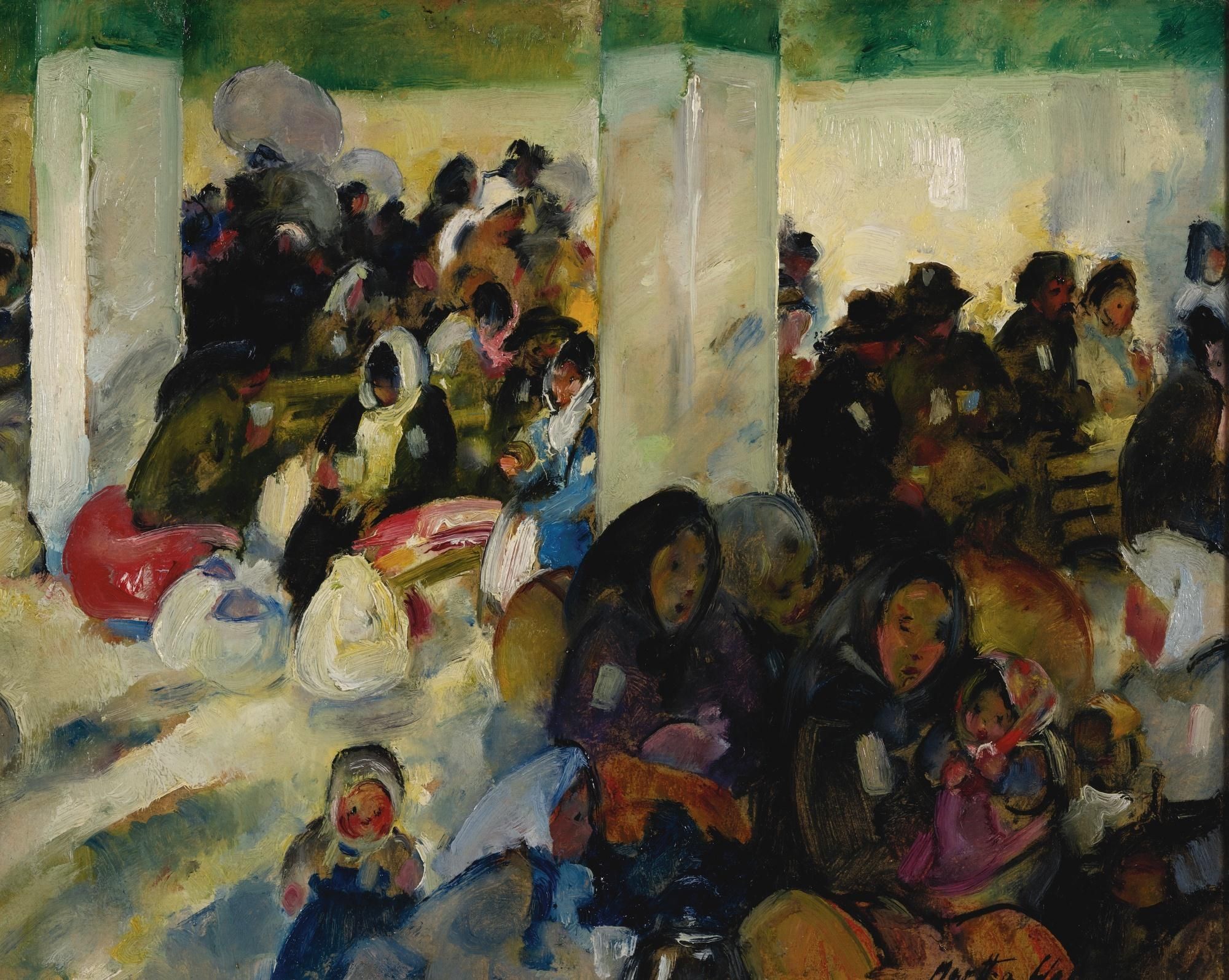 2000x1595 Martha Walter, Waiting,tagged To Go West, Railroad Room, Ellis - Ellis Island Painting