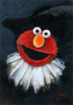 250x361 A John Mccain As A Sesame Street Muppet Cartoon - Elmo Painting