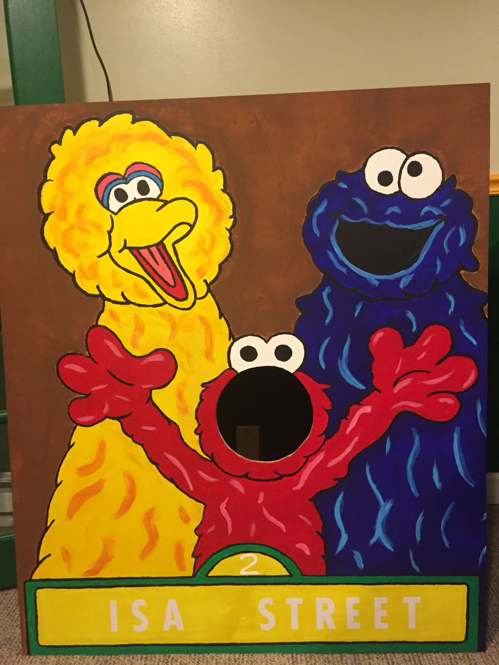 1000x1334 Hole In The Head Board. Sesame Street Elmo Big Bird Cookie Monster - Elmo Painting