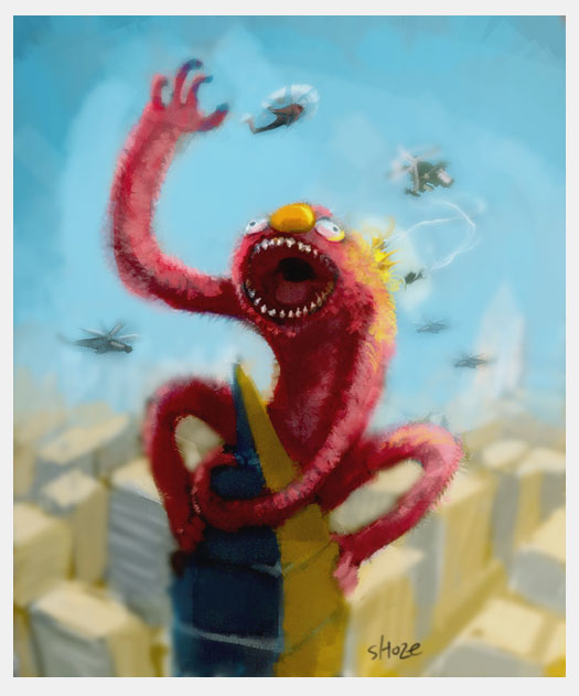 525x631 Monster Elmo By Shoze - Elmo Painting