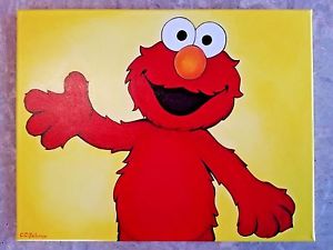 300x225 Elmo Acrylic Painting Stretched Canvas 14 X 18 Art Decor - Elmo Painting