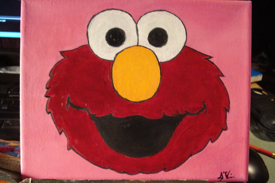 900x600 Elmo 8x10 Painting By Soulful Purple Wolf - Elmo Painting