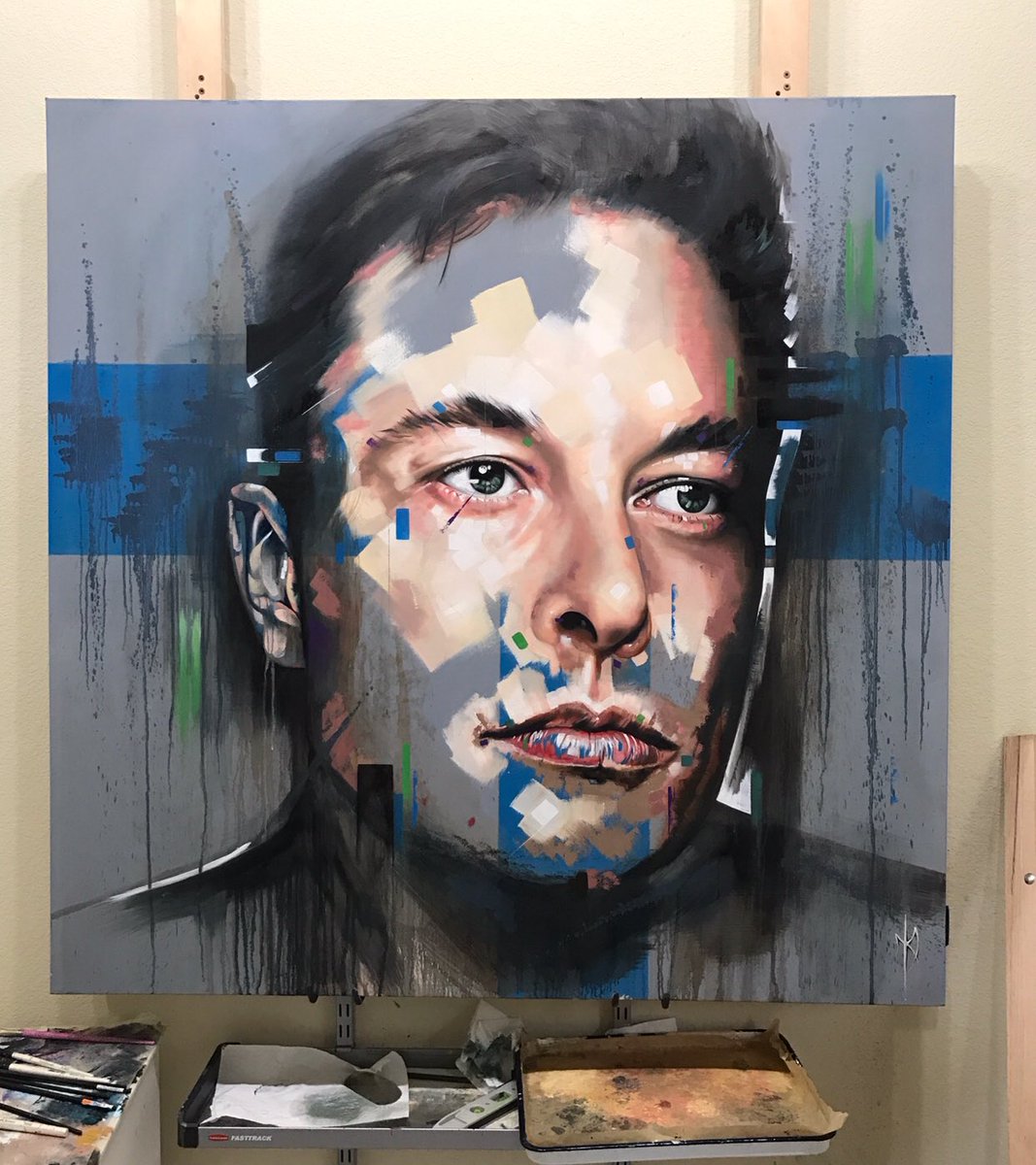 1067x1200 Elon Musk Twitter Aiming For First Flight Of Falcon Heavy - Elon Musk Painting