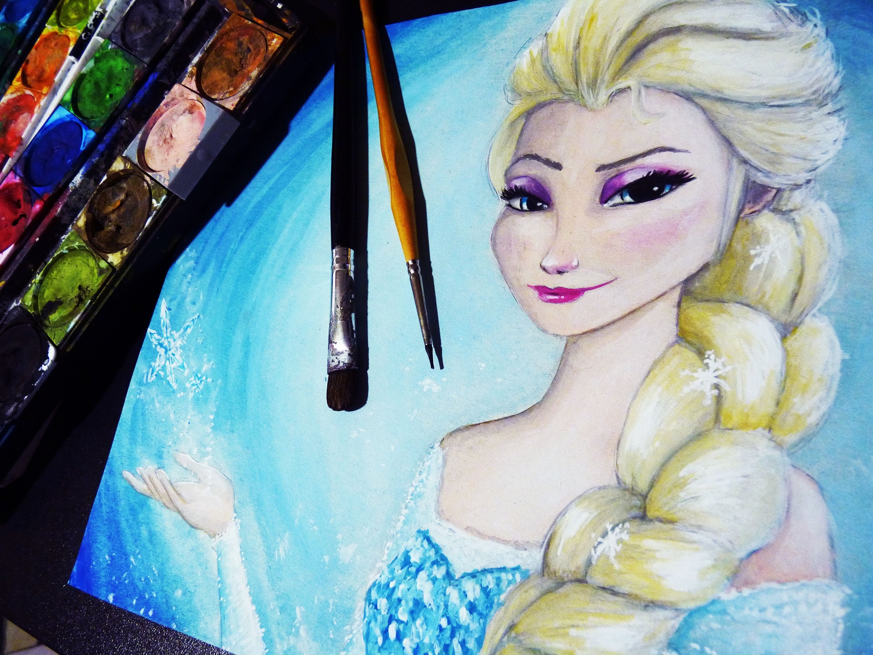 3000x2250 Frozen Elsa Watercolor Time Lapse Painting - Elsa Anna Painting