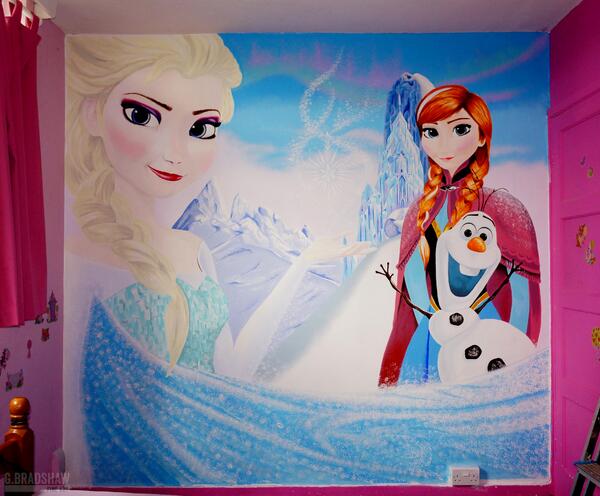600x496 Graham Bradshaw On Twitter Finally Finished The Frozen Wall - Elsa Anna Painting