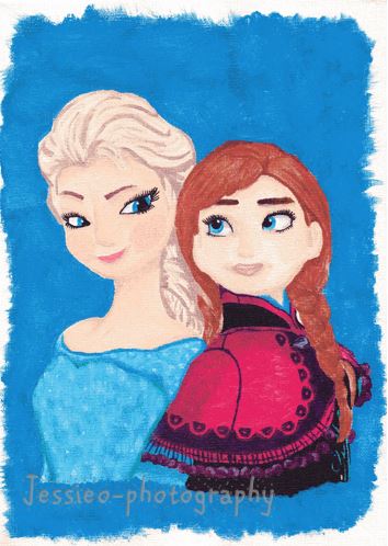 354x498 Disney Frozen Elsa Anna Canvas Painting By Jessieo Photography - Elsa Anna Painting